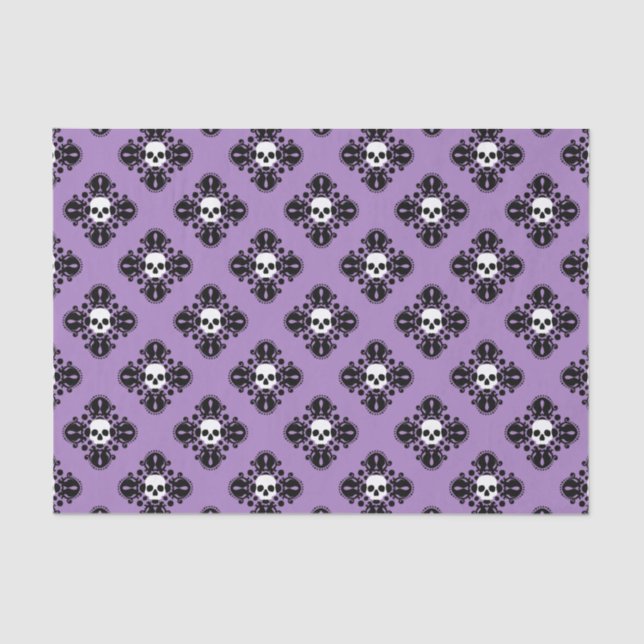 Purple Halloween skull pattern Tissue Paper (Front)