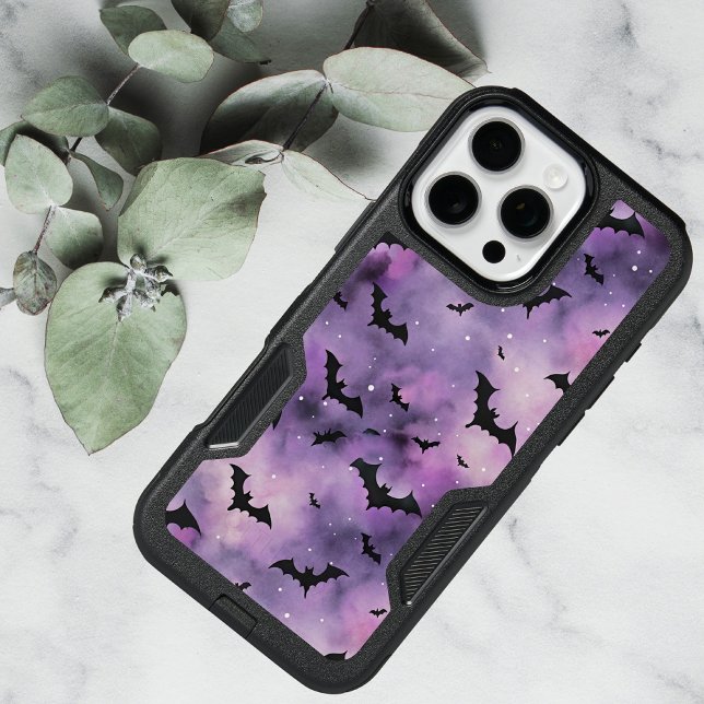 Purple Halloween Sky with Bats – Spooky Cute Otterbox iPhone Case (Creator Uploaded)