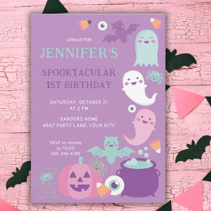 PURPLE HALLOWEEN SPOOKTACULAR BIRTHDAY PARTY INVITATION