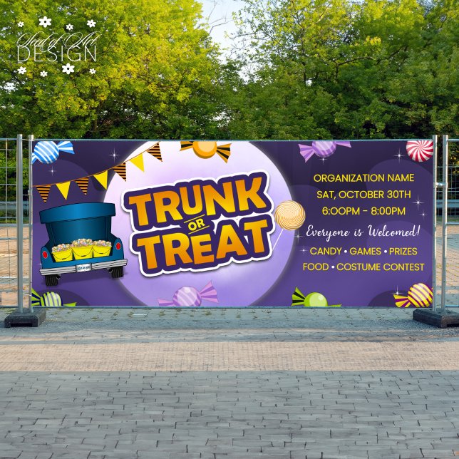 Purple Halloween Trunk or Treat Candy Frame Banner (Creator Uploaded)