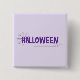 Purple Halloween Vibes with Whimsical Broom Design Button
