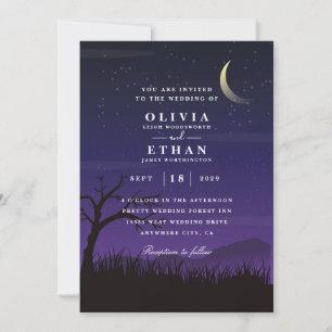 purple Halloween Wedding Invitations