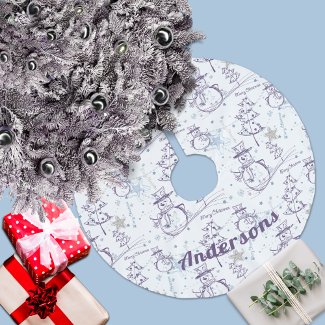 Purple Hand Drawn Christmas Snowman