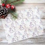 Purple Hand Drawn Christmas Snowman Tissue Paper<br><div class="desc">Winter colors of purple and light blue are used in making this snowman seamless pattern design.  Hand drawn illustration of a cute snowman with top hat,  scarf,  and carrot nose.  He stands on a hill of snow near a Christmas tree with a star.  "Merry Christmas!" is included.</div>