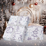 Purple Hand Drawn Christmas Snowman Wrapping Paper<br><div class="desc">Winter colors of purple and light blue are used in making this snowman seamless wrapping paper.  Hand drawn illustration of a cute snowman with top hat,  scarf,  and carrot nose.  He stands on a hill of snow near a Christmas tree with a star.  "Merry Christmas!" is included.</div>