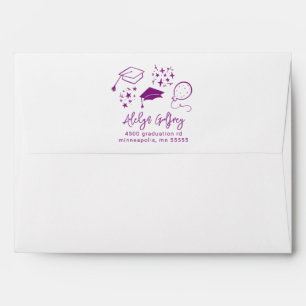 Purple Hand Drawn Graduation Icons  Envelope