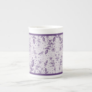 Purple Hand Drawn Greenery Bone China Mug