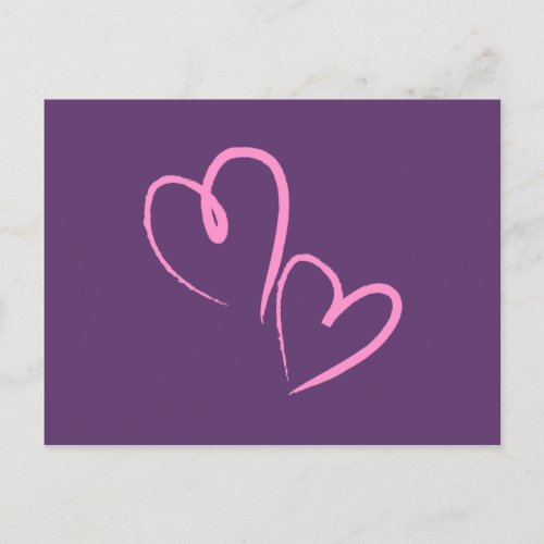 Purple Hand Drawn Hearts Postcard