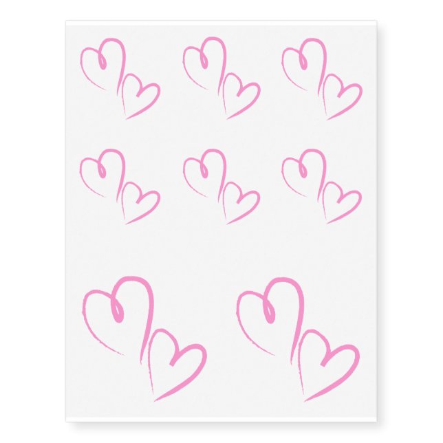 Purple Hand Drawn Hearts Temporary Tattoos (Front)