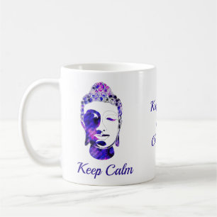 Purple hand drawn motivational buddha silhouette coffee mug