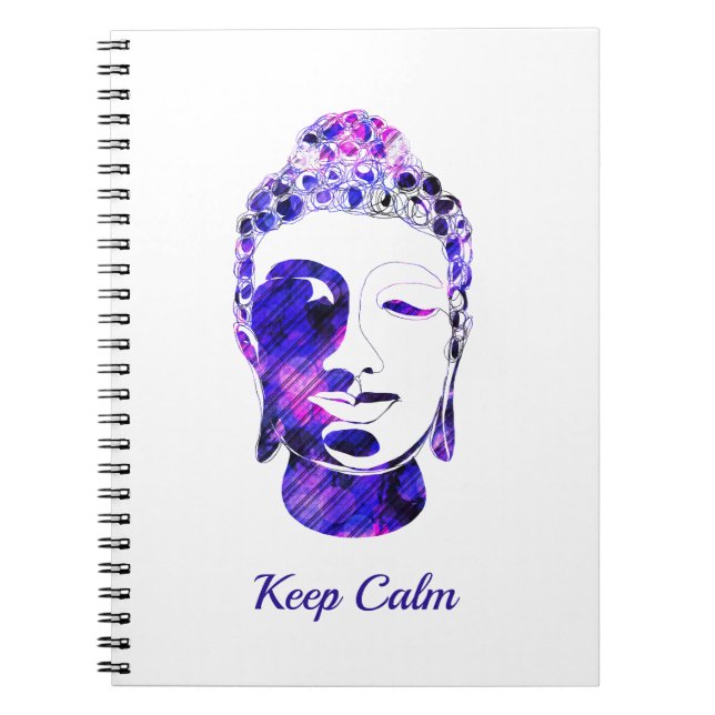 Purple hand drawn motivational buddha silhouette notebook (Front)