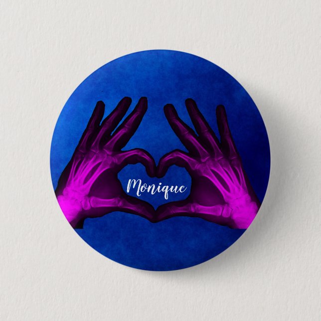 Purple Hand Xray Heart Button (Front)