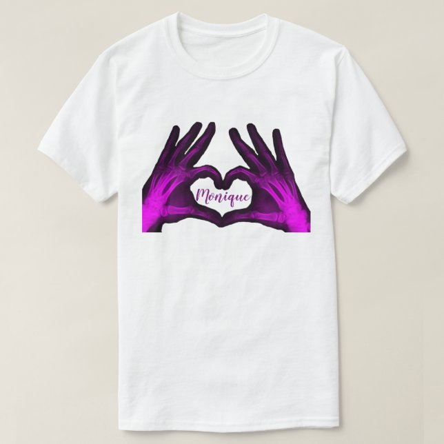 Purple Hand Xray Heart T-Shirt (Design Front)