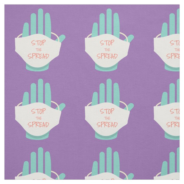 Purple Hands Typography Stop the Spread Graphic Fabric (Swatch)