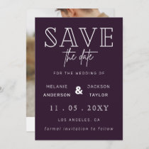 Purple Handwritten Calligraphy Photo Save The Date