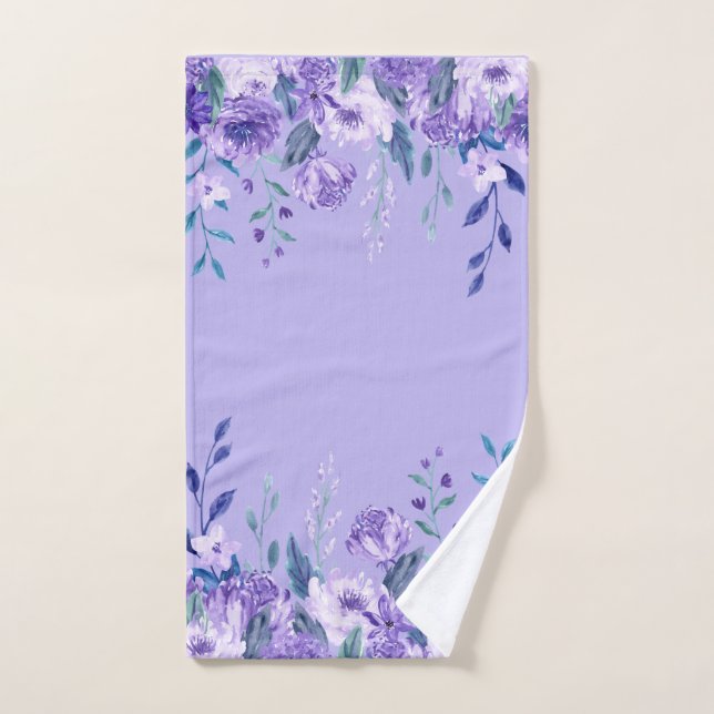 Purple Hanging Floral and Stems Hand Towel (Hand Towel)