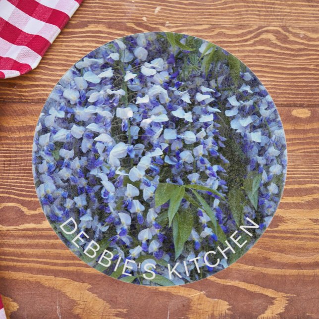 Purple Hanging Wisteria Personalized Floral Cutting Board (In Situ)