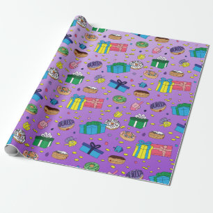 Purple Hanukkah Pattern Wrapping Paper