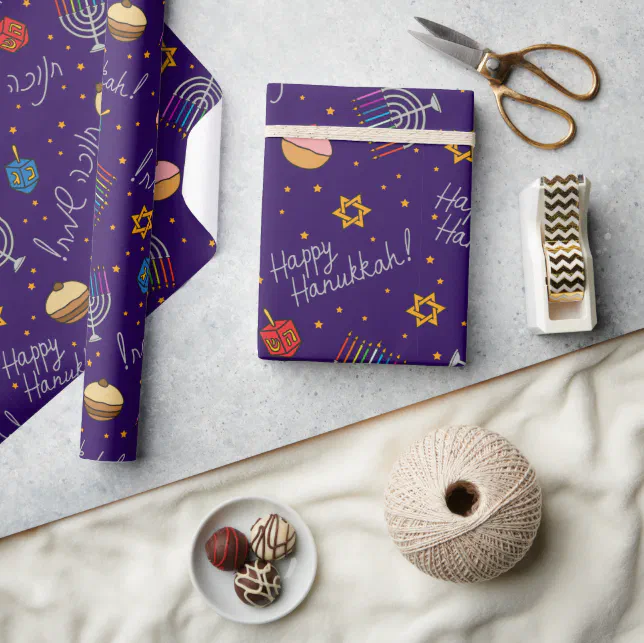 Purple Hanukkah Wrapping Paper Zazzle