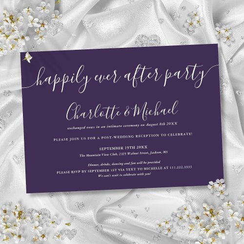 Purple Happily Ever After Party Wedding Invitation