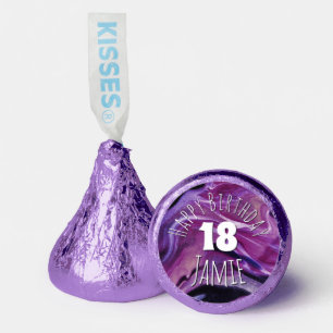 Purple Happy 18th Birthday & Personalized Name Hershey®'s Kisses®