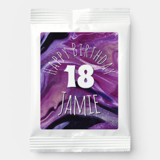 Purple Happy 18th Birthday & Personalized Name Hot Chocolate Drink Mix