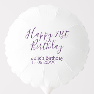 Purple happy 21st birthday name date Keychain Balloon