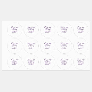 Purple happy 21st birthday name date Keychain Labels