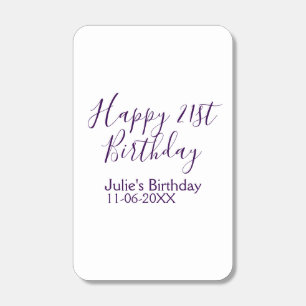 Purple happy 21st birthday name date Keychain Matchboxes