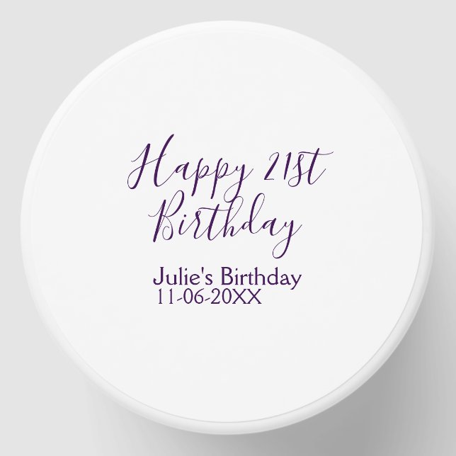 Purple happy 21st birthday name date Keychain Mini Candle Favors (Front)