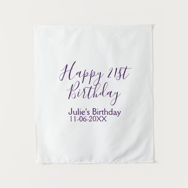 Purple happy 21st birthday name date Keychain Tapestry (Front)