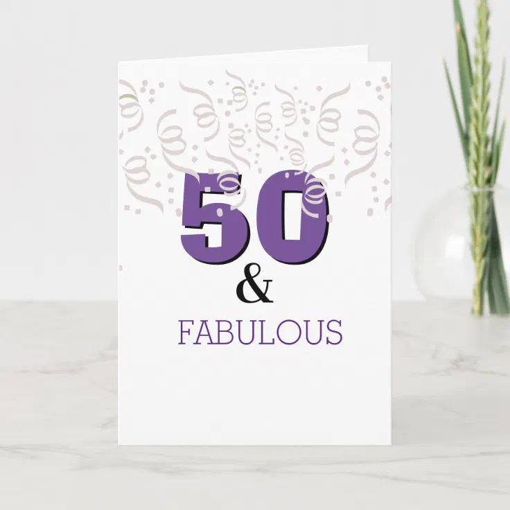 Purple Happy 50th Birthday Card | Zazzle