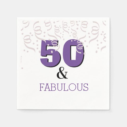 Purple Happy 50th Birthday Party Napkins