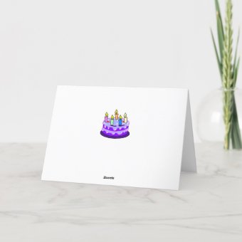 Purple Happy Birthday Balloons and Cake Card | Zazzle