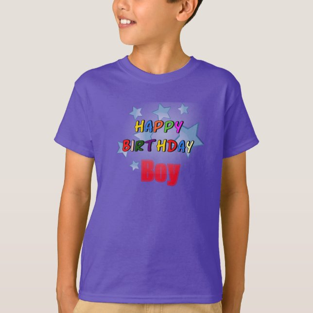 Purple Happy Birthday Boy Kids' T-Shirt   (Front)