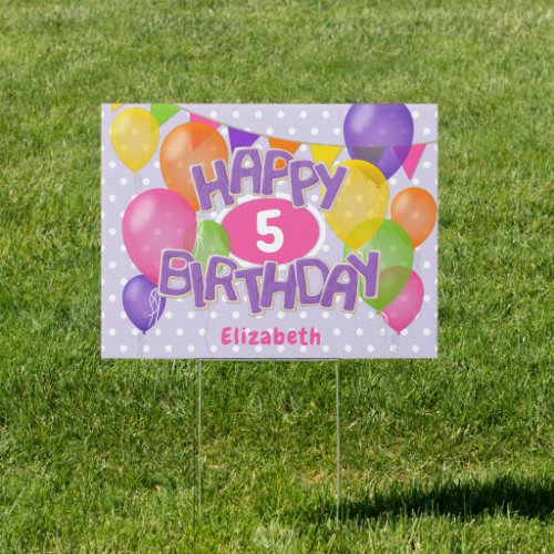 purple happy birthday cutout cookies balloons yard sign