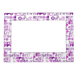 Purple Happy Birthday Magnetic Photo Frame