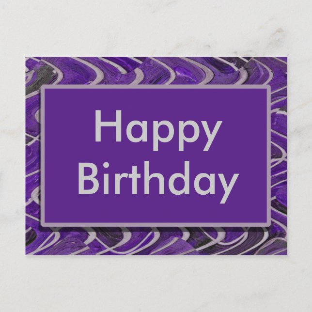 purple Happy Birthday Postcard (Front)