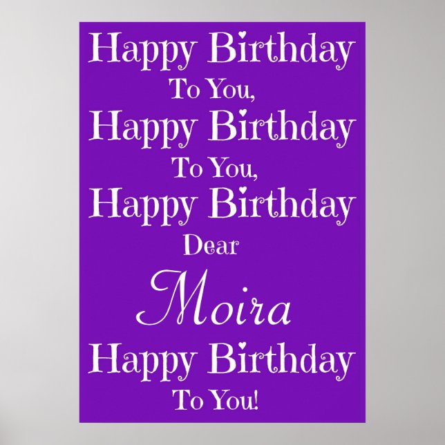 Purple Happy Birthday Song Poster (Front)