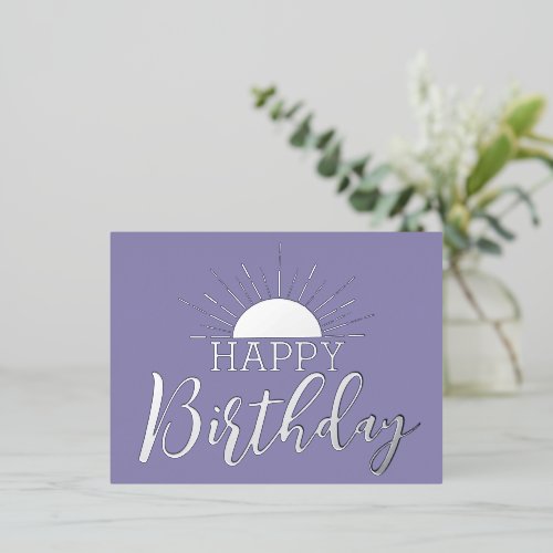 Purple Happy Birthday Sunshine Real Gold Foil   Foil Holiday Postcard