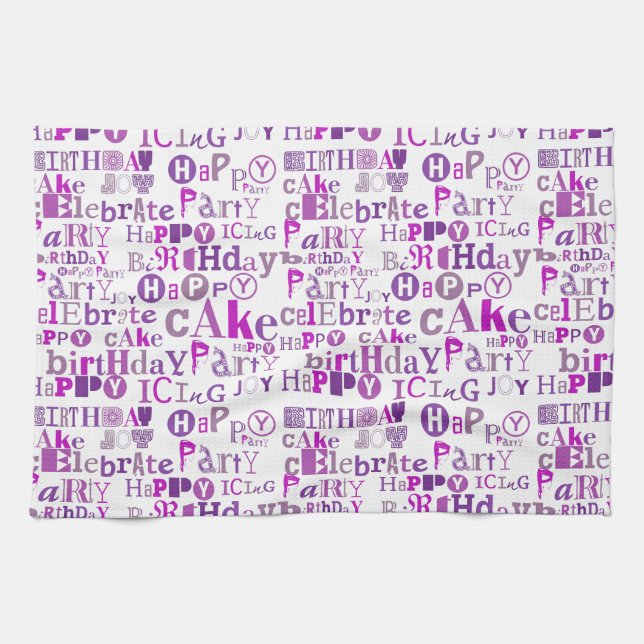Purple Happy Birthday Towel (Horizontal)