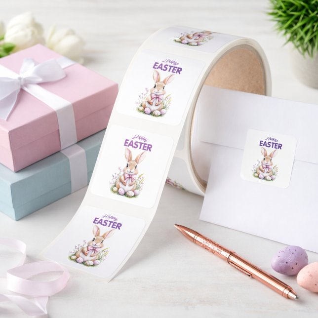 Purple Happy Easter Bunny Easter Envelope Sticker (Creator Uploaded)