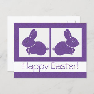 Purple Happy Easter Bunny Postcard