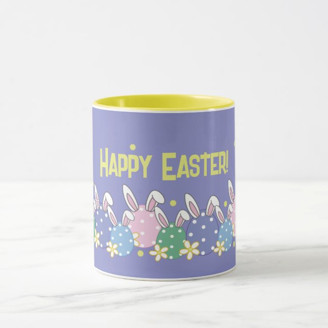 Purple Happy Easter Mug - Bunny Ear Eggs (Center)