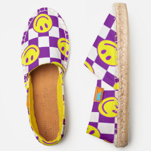 purple happy face check groovy espadrilles