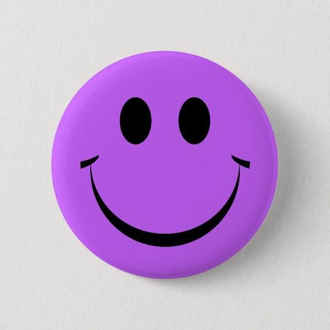 Purple Happy Face Cute Button (Front)
