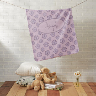 Purple Happy Face Flowers  Baby Blanket
