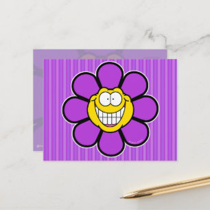Purple Happy Flower Screwball Graphics Postcard