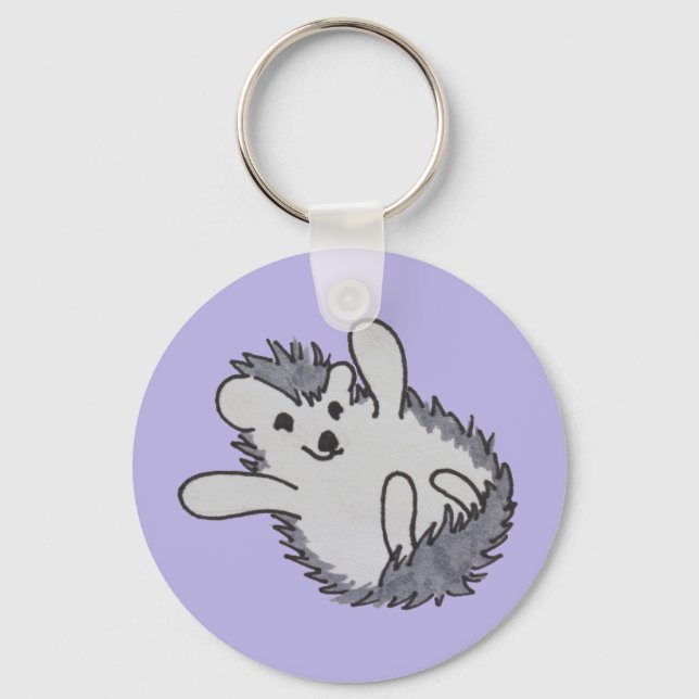Purple Happy Hedgehog Keychain (Front)