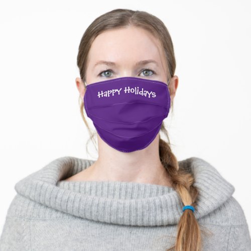 Purple Happy Holidays Adult Face Mask
